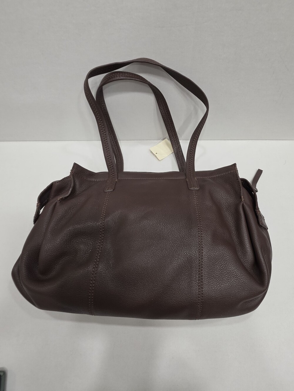 NWT J. Jill Dark Brown Pebble Leather Tote Shoulder Bag Satchel Top Zip - Picture 10 of 16